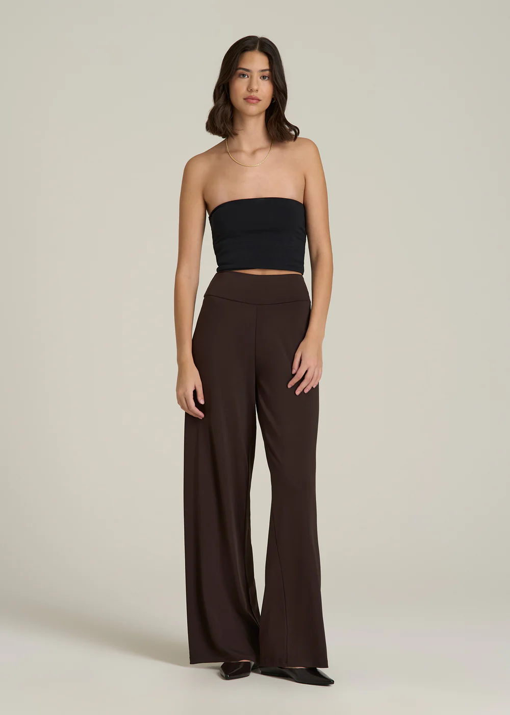 Pull-On Breezy Wide Leg Pants in Espresso